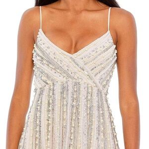 Mac Duggal 93732 pearl embellished Sleeveless V-Neck Sequin Dress